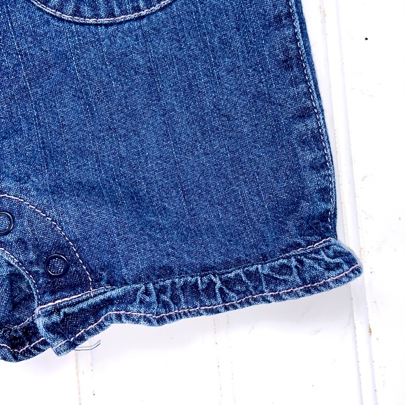 TKS Embroidered Denim Bib Overall Jean Shorts 3-6M - Picture 6 of 11
